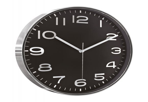 HADES406 SİYAH-GÜMÜŞ METALİZE ÇERÇEVE DUVAR SAATİ(380 MM)