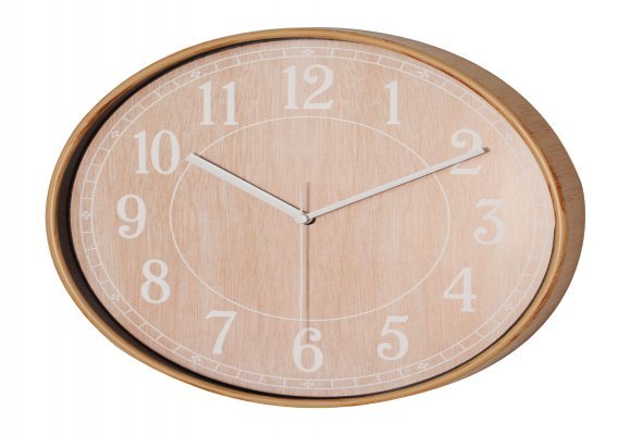 MİMAS186 AHŞAP-BEYAZ PLASTİK KASA DUVAR SAATİ (380 MM)